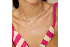  Sunny Sparkler - Colliers met hanger - Zilver / Gerodineerd - Zirkonia - 46-50 cm
